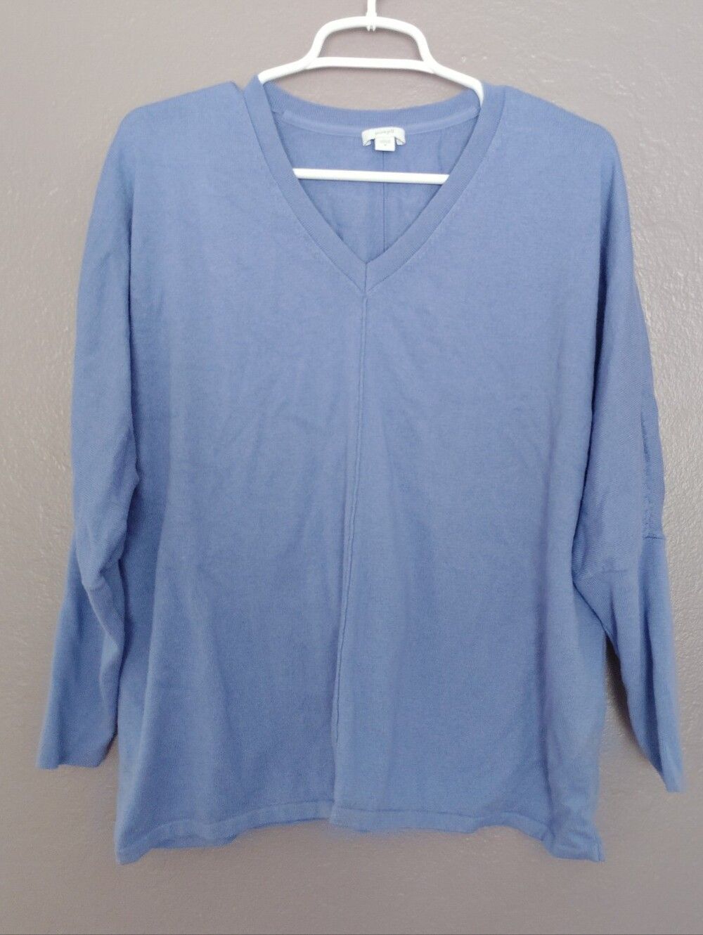 PureJill Cotton V Neck Dolman Sweater Powder Blue